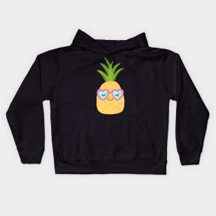 Pineapple Summer Pink Sunglasses Beach Vibes Kids Hoodie